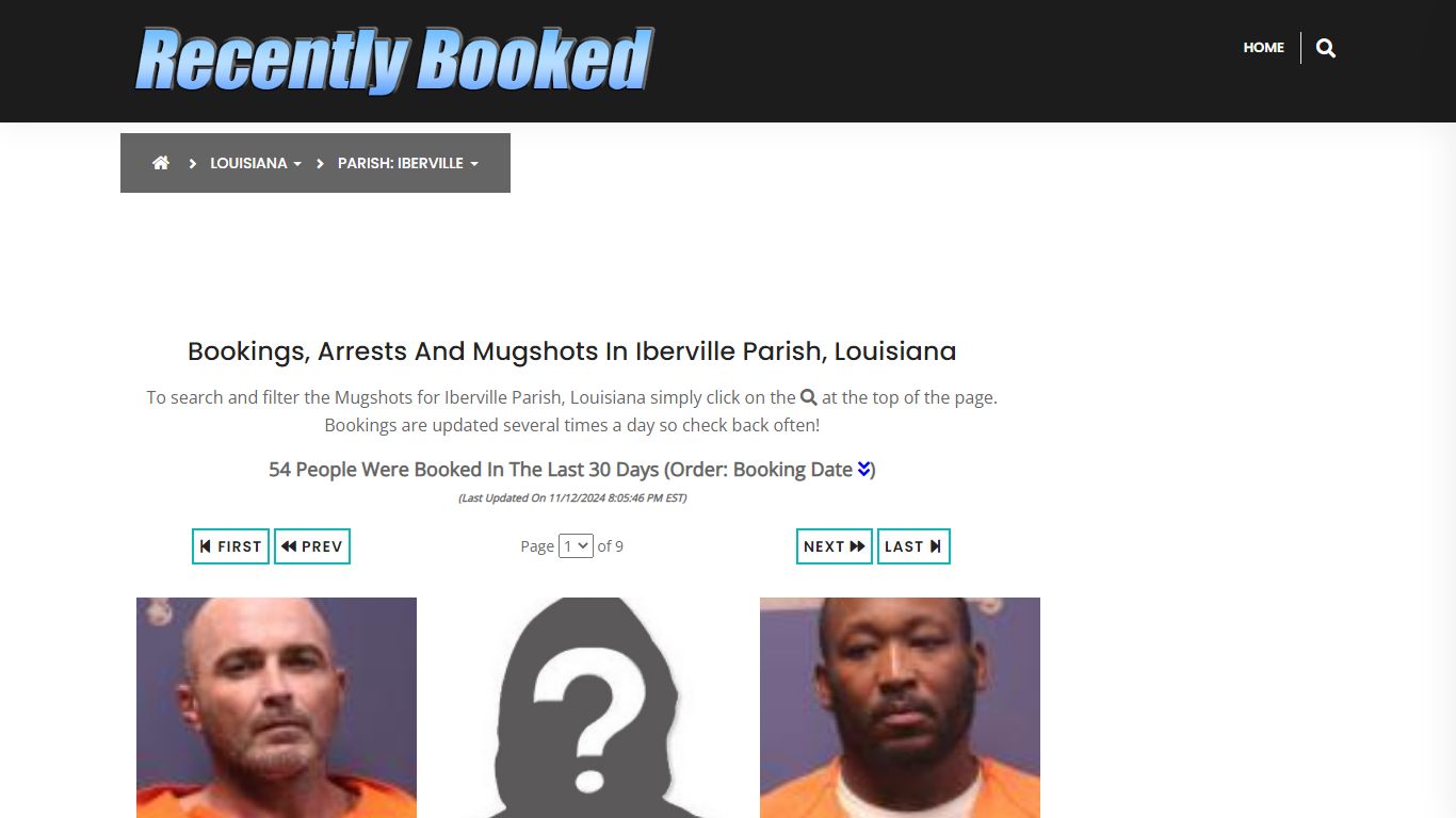 Bookings, Arrests and Mugshots in Iberville Parish, Louisiana