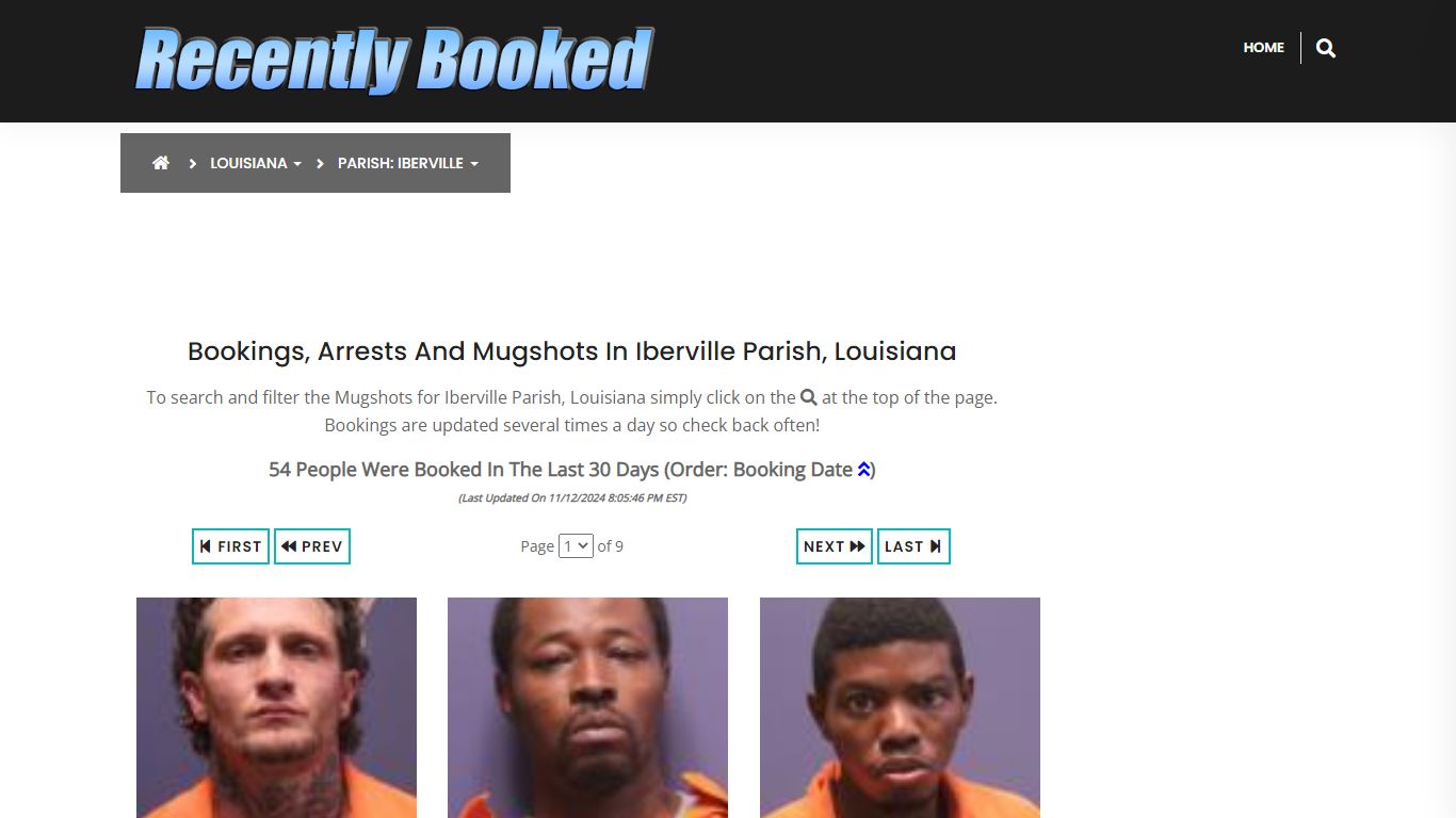 Bookings, Arrests and Mugshots in Iberville Parish, Louisiana