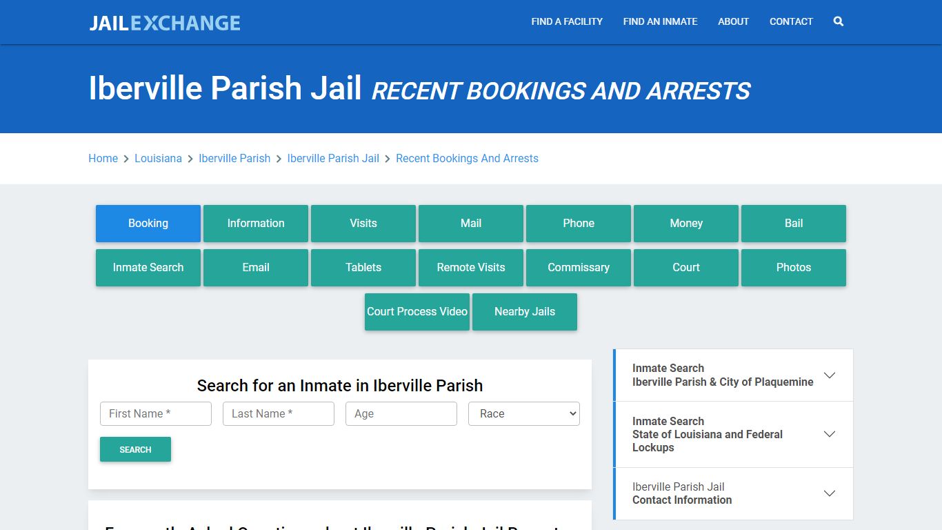 Iberville Parish Jail Recent Bookings And Arrests - Jail Exchange