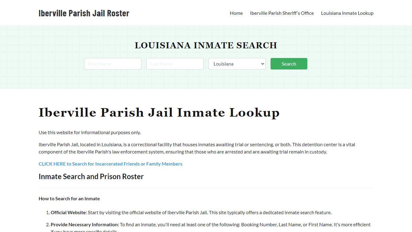 Iberville Parish Jail Roster Lookup, LA, Inmate Search